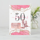 50 Fabulous Pink Agate Gold Glitter Dansende Shoes Kaart (Staand voorkant)