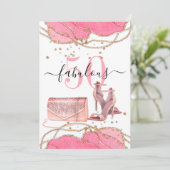 50 Fabulous Pink Agate Gold Glitter Dansende Shoes Kaart (Staand voorkant)