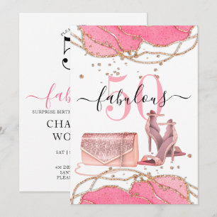 50 Fabulous Pink Agate Gold Glitter Dansende Shoes Kaart