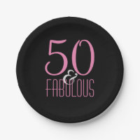 50 & Fabulous Pink Black | Elegant Birthday Party