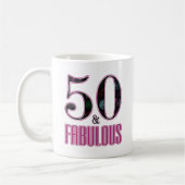 50 & Fabulous Pink Black Typografie 50th Birthday Koffiemok (Links)