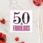 50 & Fabulous Pink Black Typografie 50th Birthday Servetten (Insitu)