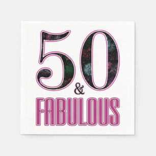50 & Fabulous Pink Black Typografie 50th Birthday Servetten