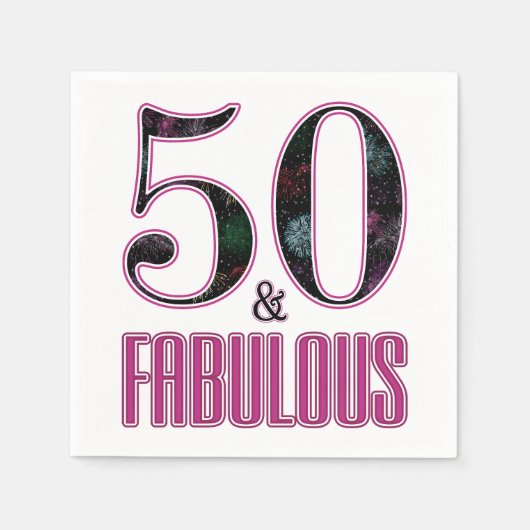 50 & Fabulous Pink Black Typografie 50th Birthday Servetten (Voorkant)