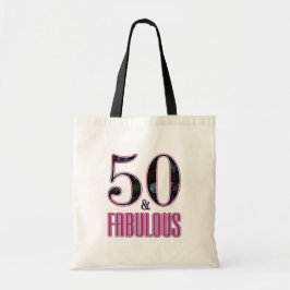 50 & Fabulous Pink Black Typografie 50th Birthday Tote Bag