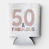 50- & Fabulous Pink Confetti Birthday Celebration Blikjeskoeler (Voorkant)