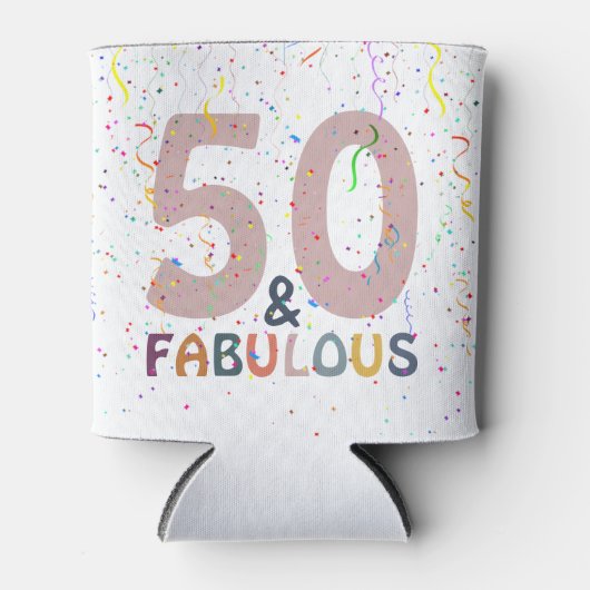 50- & Fabulous Pink Confetti Birthday Celebration Blikjeskoeler (Voorkant)