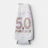 50- & Fabulous Pink Confetti Birthday Celebration Flesjeskoeler (Voorkant)