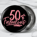 50 & Fabulous Pink Glitter 50th Birthday Sparkle Ronde Button 3,2 Cm<br><div class="desc">50 & Fabulous Pink Glitter 50th Birthday Sparkle Buttons features the moderne designtekst "50 & Fabulous" in pink glitter calligraphy script. Perfect for a 50th birthday party or celebration.</div>