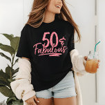 50 & Fabulous Pink Glitter 50th Birthday Sparkle Tri-Blend Shirt<br><div class="desc">Dit moderne ontwerp is voorzien van de tekst "50 & Fabulous" in roze glitter kalligrafie script. Perfect als cadeau of voor een 50ste verjaardagsfeestje.</div>
