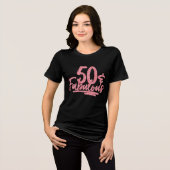 50 & Fabulous Pink Glitter 50th Birthday Sparkle Tri-Blend Shirt (Voorkant volledig)