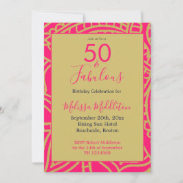 50 Fabulous Pink Gold Party Invitation Kaart