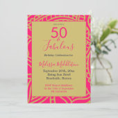 50 Fabulous Pink Gold Party Invitation Kaart (Staand voorkant)