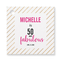 50 & Fabulous Pink Happy Birthday-typografie