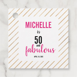 50 & Fabulous Pink Happy Birthday-typografie Bedankjes Labels