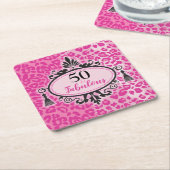 50 & Fabulous Pink Leopard 50th Birthday Napkins Kartonnen Onderzetters (Schuin)
