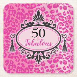 50 & Fabulous Pink Leopard 50th Birthday Napkins Kartonnen Onderzetters