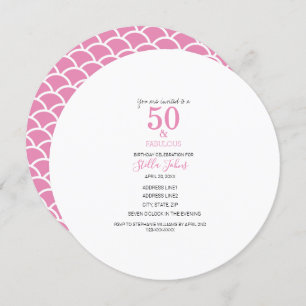 50 & Fabulous Pink Mermaid Cute Birthday Elegant Kaart