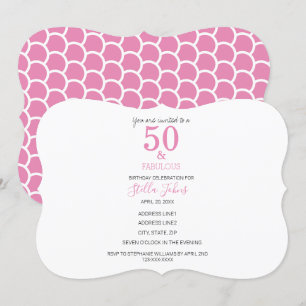 50 & Fabulous Pink Mermaid Cute Colorful Birthday Kaart