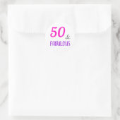 50 & Fabulous Pink & Paars Modern Birthday Ronde Sticker (Tas)