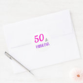 50 & Fabulous Pink & Paars Modern Birthday Ronde Sticker (Envelop)