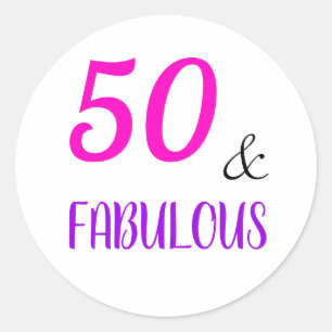 50 & Fabulous Pink & Paars Modern Birthday Ronde Sticker