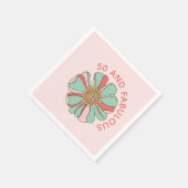50 & Fabulous Pink Retro Floral Servet (Hoek)