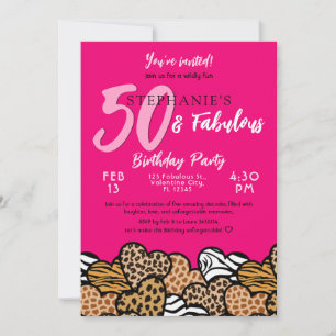 50 & Fabulous Pink Wild Hearts 50 jaar geleden Kaart