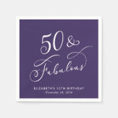 50 Fabulous Purple 50th Birthday Party Servet (Voorkant)