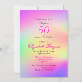 50 Fabulous Rainbow Tie Dye Pink Chic Birthday Kaart