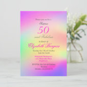 50 Fabulous Rainbow Tie Dye Pink Chic Birthday Kaart (Staand voorkant)