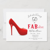 50 & Fabulous Red Black Girly Birthday Kaart (Voorkant)