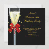 50 & Fabulous Red Gold Black Birthday Party Kaart (Achterkant)