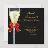 50 Fabulous Red Gold Black Birthday Party Kaart (Achterkant)