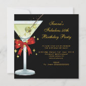 50 Fabulous Red Gold Black Martini Birthday Party Kaart (Achterkant)