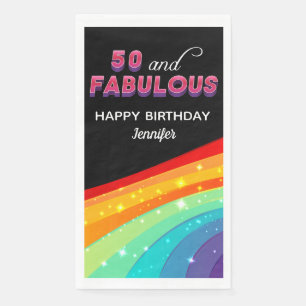50 & Fabulous Regenboog Glitter 50ste Verjaardagsf Servet