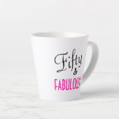 50 & FABULOUS Retro Black & Roze 50e verjaardag Latte Mok (Rechterhoek)