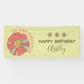 50 & Fabulous Retro Bloemen Verjaardag Spandoek (Horizontaal)