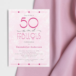 50 & Fabulous Retro  Roze Verjaardag Kaart