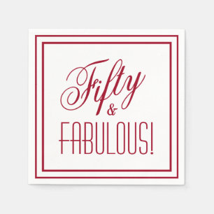50, FABULOUS! Rode rand 50e geboortedag papier Servet