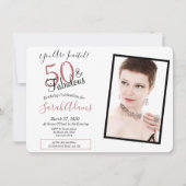 50 & Fabulous Roos Gold 50th Birthday Party Photo Kaart (Voorkant)