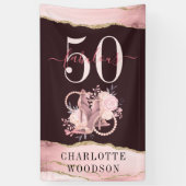 50 Fabulous Roos Gold Glitter Agate Elegant Banner (Verticaal)