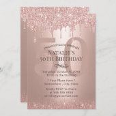 50 & Fabulous Roos Gold Glitter Drips 's avonds Kaart (Voorkant / Achterkant)