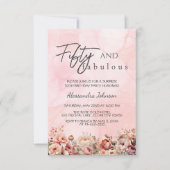 50 & Fabulous Roos Gouden Bloemen 50e Verjaardag Kaart (Voorkant)