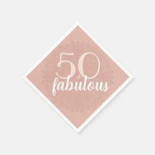 50 & Fabulous Roos Pink Floral 50e verjaardag Servet
