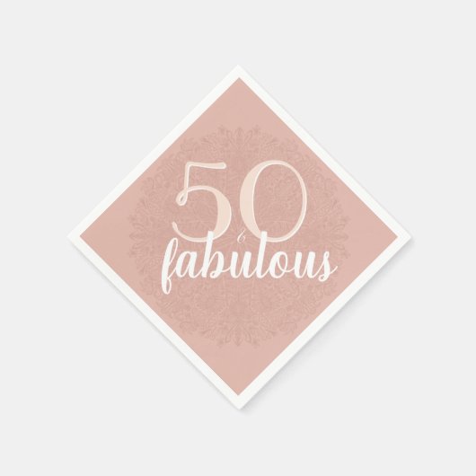 50 & Fabulous Roos Pink Floral 50e verjaardag Servet (Hoek)