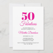50 & Fabulous Roze Chic Feestelijke Viering Kaart (Voorkant)