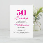 50 & Fabulous Roze Chic Feestelijke Viering Kaart (Staand voorkant)