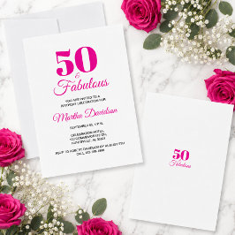 50 & Fabulous Roze Chic Feestelijke Viering Kaart