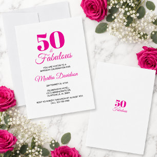 50 & Fabulous Roze Chic Feestelijke Viering Kaart